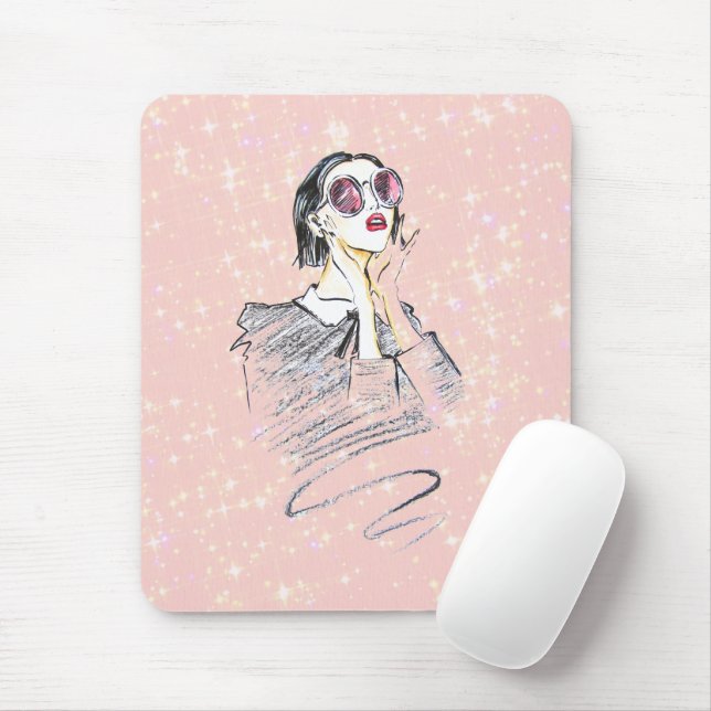 Tapis De Souris Beauté de ceinture noire et rose (Avec souris)