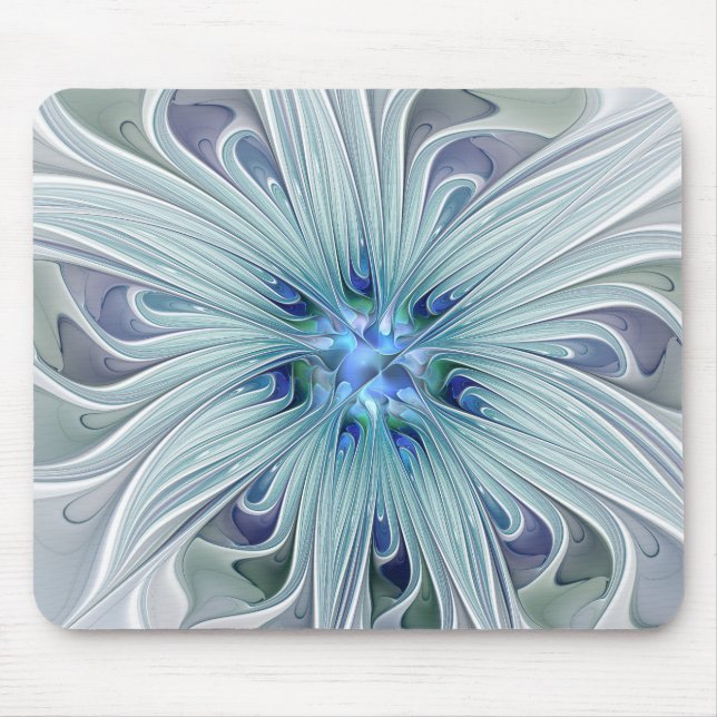 Tapis De Souris Beauté florale Abstraite moderne Blue Pastel Flowe (Devant)
