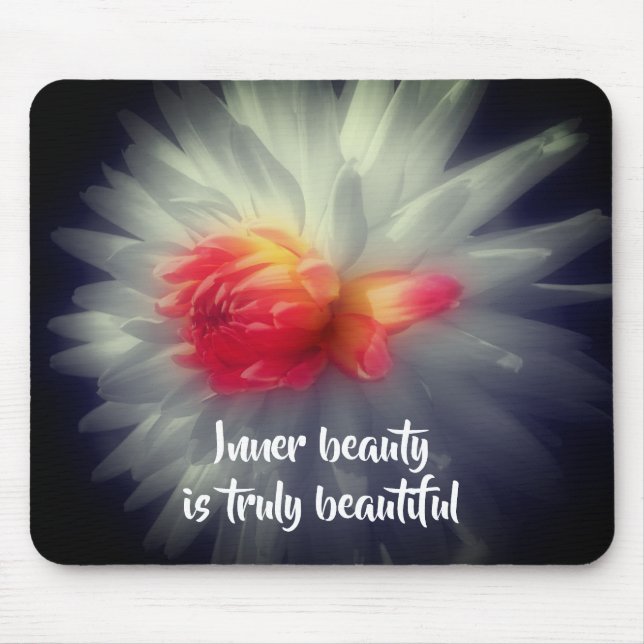 Tapis De Souris Beauté intérieure Dahlia Fleur Mots Inspiration (Devant)