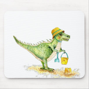 Tapis De Souris Bébé Dinosaure T-Rex sur la plage