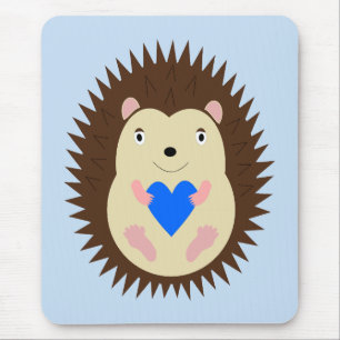 Tapis De Souris Bébé Garçon Cœur Hérisson Bleu