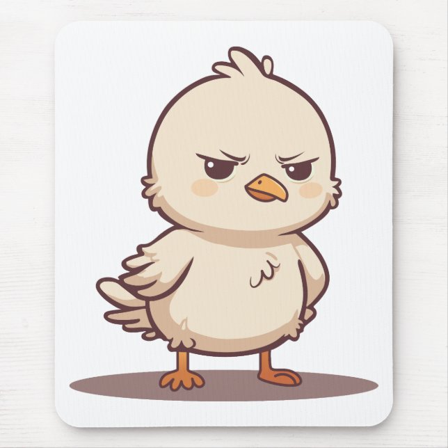 Tapis De Souris Bébé Oiseau Drôle et Grincheux Dessin Animé Kawaii (Devant)