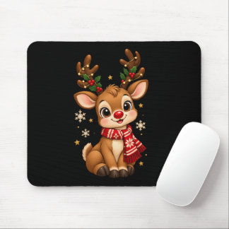Tapis de souris bébé renne de Noël mignon avec éch