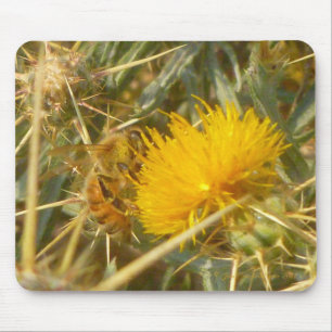 Tapis De Souris Bee and Star Thistle (Centaurea solstitialis)