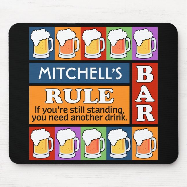 Tapis De Souris BEER Bar Pop Art NOM PERSONNALISÉ mousepad (Devant)