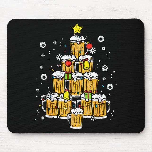 Tapis De Souris Beer Christmas Tree Xmas Brew Dad Men  (Devant)