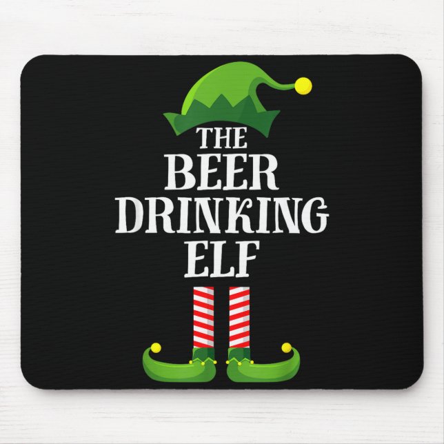 Tapis De Souris Beer Drinking Elf Matching Family Group Christmas  (Devant)
