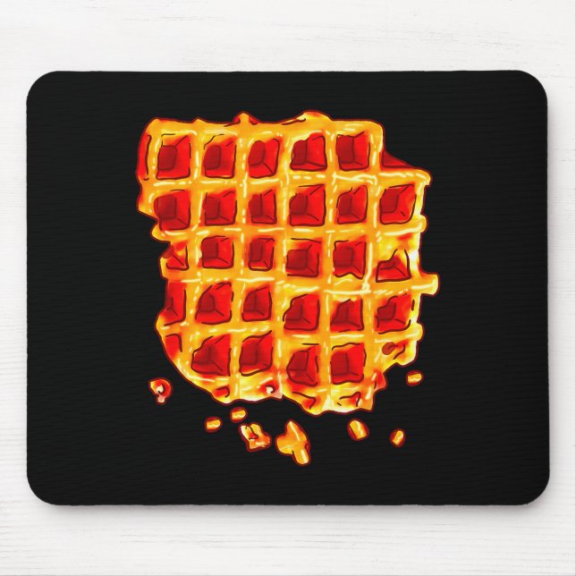 Tapis De Souris Belgian Waffle Syrup Breakfast Food Snack Waffle L (Devant)