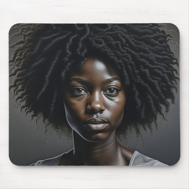 Tapis De Souris Belle Africaine Américaine Femme Ai Art (Devant)