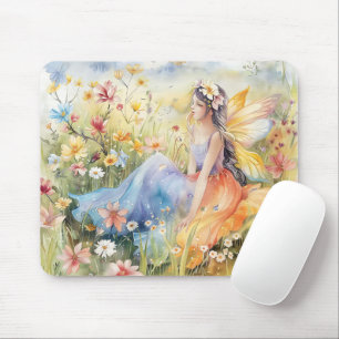 Tapis De Souris Belle Aquarelle Fée Dans Pré