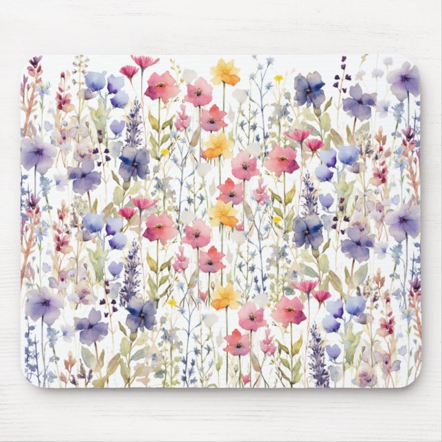 Tapis De Souris Belle aquarelle Fleurs Jardin de printemps (Devant)