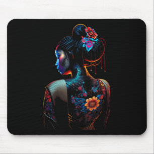 Tapis De Souris Belle Black Woman Art Melanin Fleurs Geisha T