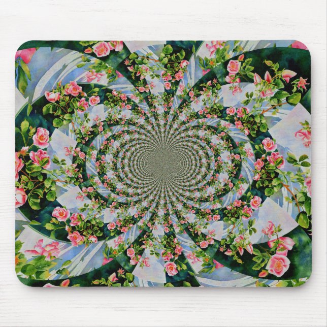 Tapis De Souris Belle boho rose, roses rouges, aquarelle florale (Devant)