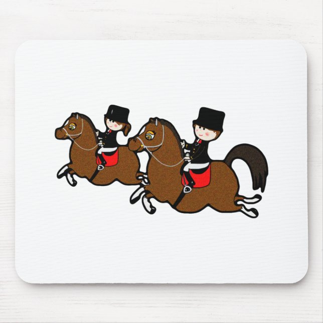 Tapis De Souris Belle caricature garçon fille équitation dressage  (Devant)