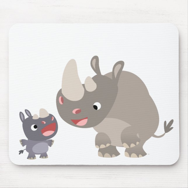 Tapis De Souris Belle Cartoon Rhino Baby & Big Rhino Mousepad (Devant)