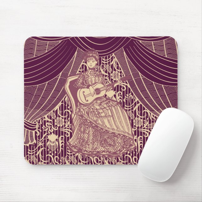 Tapis De Souris Belle dame avec guitare (Avec souris)