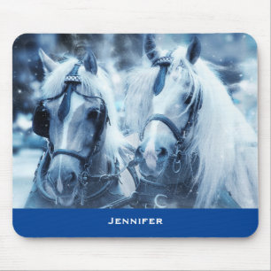 Tapis De Souris Belle équipe Cheval Hiver Conduite photo