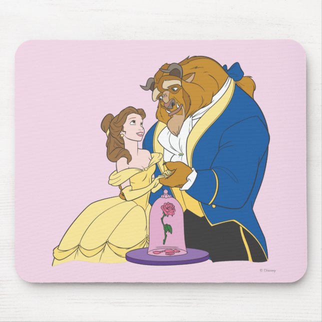 Tapis De Souris Belle et Bête tenant les mains (Devant)
