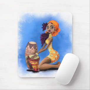 Tapis De Souris Belle fille de tambour africaine - Happy Music Par