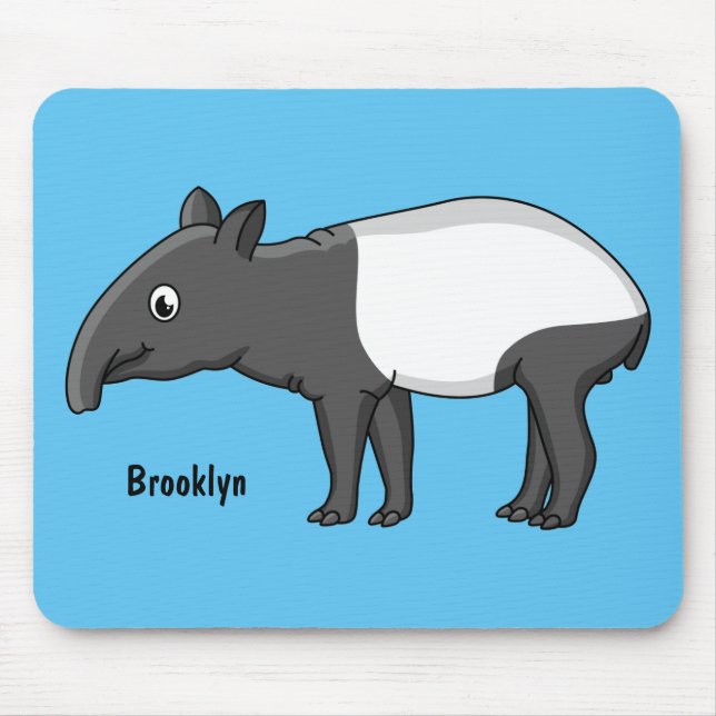 Tapis De Souris Belle illustration de tapir de dessin animé (Devant)