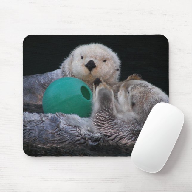 Tapis De Souris Belle Loutres de mer joueuses (Avec souris)