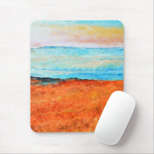 Tapis De Souris Belle peinture de plage abstraite orange