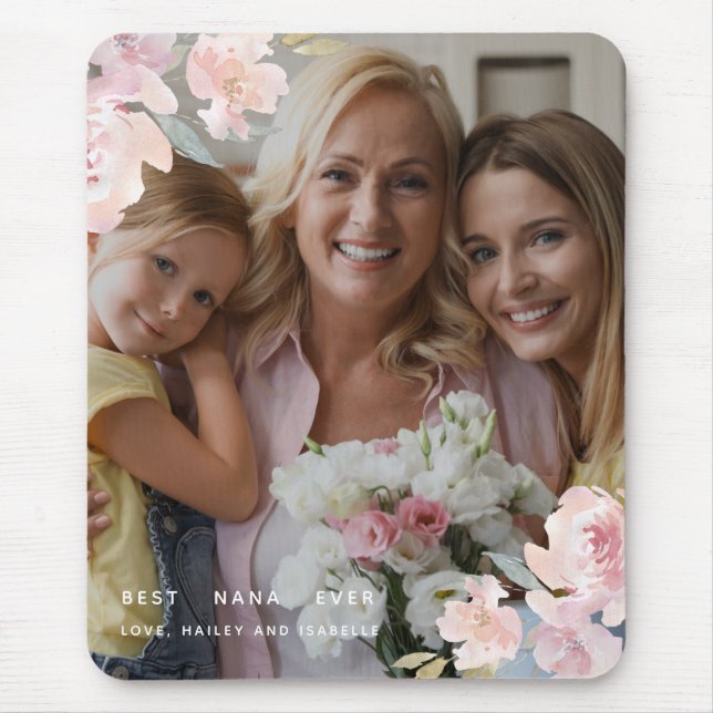 Tapis De Souris Belle photo florale Meilleur Nana jamais Blush (Devant)