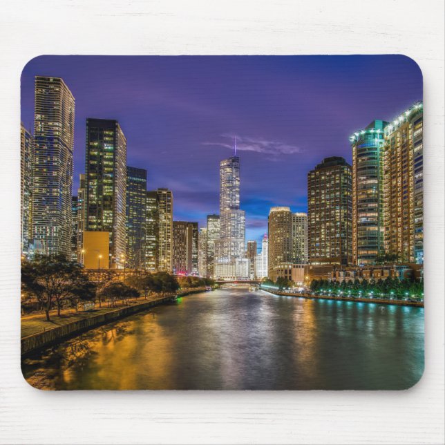 Tapis De Souris Belle rivière Chicago à Sunset, Illinois (Devant)