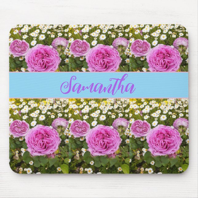 Tapis De Souris Belle rose Roses et marguerites Floral Souris (Devant)