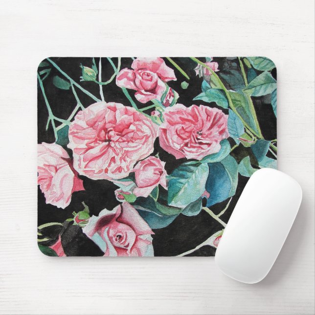 Tapis De Souris Belle Vieux rose Roses Ordinateur Souris Pad (Avec souris)