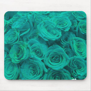 Tapis De Souris Belles fleurs turquoises roses turquoises
