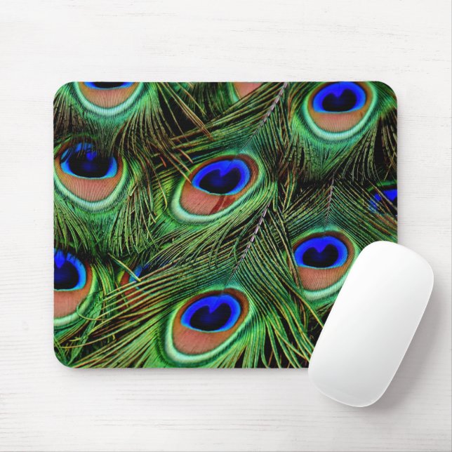 Tapis De Souris Belles plumes de paon (Avec souris)