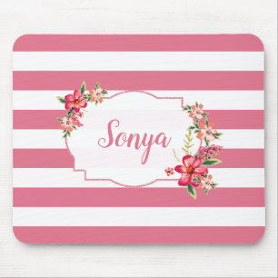 Tapis De Souris Belles Tailles Rose Et Blanc