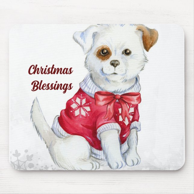 Tapis De Souris Bénédiction de Noël Puppy Mousepad (Devant)