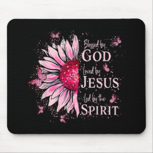 Tapis De Souris Béni Par Dieu - Aimé Par Jésus Tournesol Rose