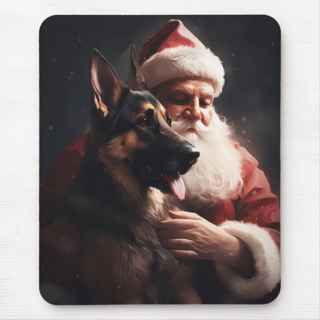 Tapis De Souris Berger Allemand Avec Noël Festif Du Père Noël (Devant)