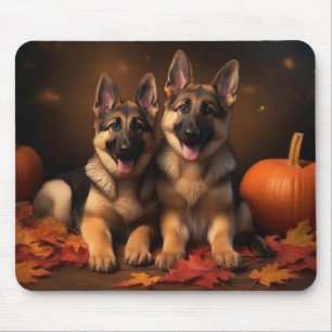 Tapis De Souris Berger Allemand Chiot Citrouille d'automne