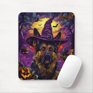 Tapis De Souris Berger allemand effrayant citrouille de sorcière H