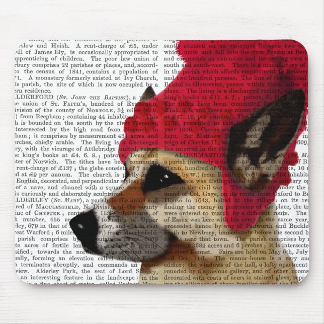 Tapis De Souris Berger allemand en Casquette laine rouge (Devant)