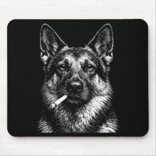 Tapis De Souris berger allemand fumant mème de chien gangster drôl