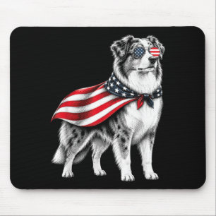 Tapis De Souris Berger Australien 4 juillet Drapeau américain