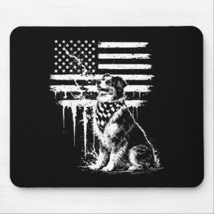 Tapis De Souris berger australien drapeau américain 4 juillet usa