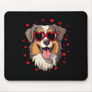 Tapis De Souris Berger Australien Saint-Valentin Cœur Amoureux de