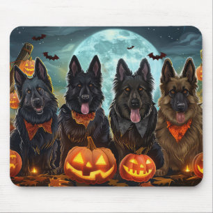 Tapis De Souris Berger belge Halloween Éffrayant