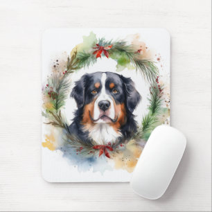 Tapis De Souris Bernois Mountain Festive Wreath Pup