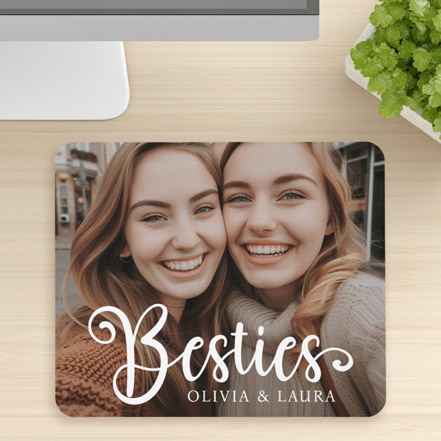 Tapis De Souris Besoins meilleurs amis personnalisation noms photo (Besties best friends custom names photo mouse pad)