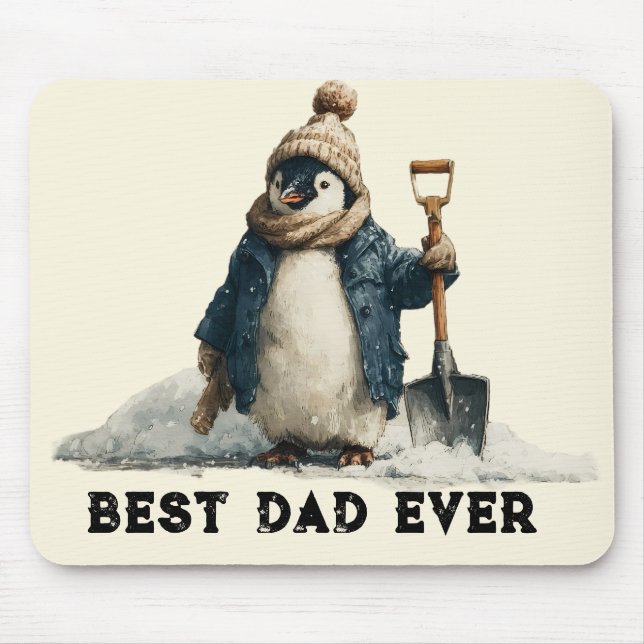 Tapis De Souris Best Dad Ever Winter Penguin Design (Devant)