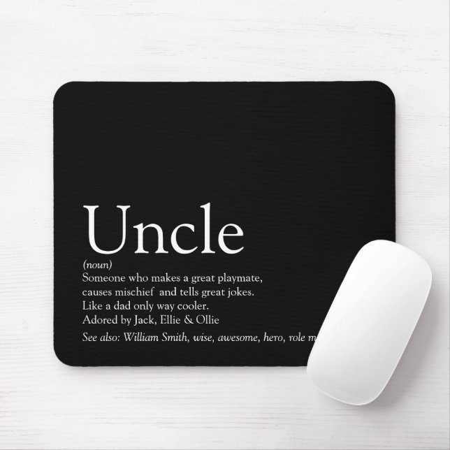 Tapis De Souris Best Ever Uncle Fun Cool Modern Black and White (Avec souris)