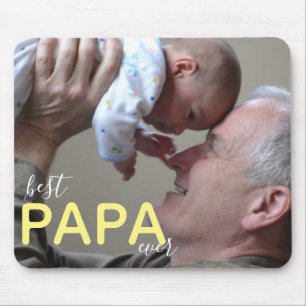 Tapis De Souris Best Papa Ever Modern Script Photo Grand-père & bé