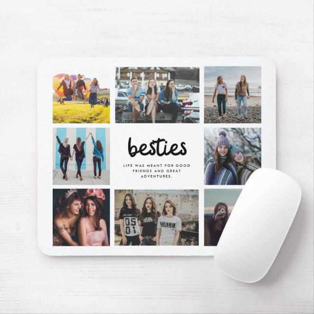Tapis De Souris Besties Friend Citation Huit photos Collage (Avec souris)